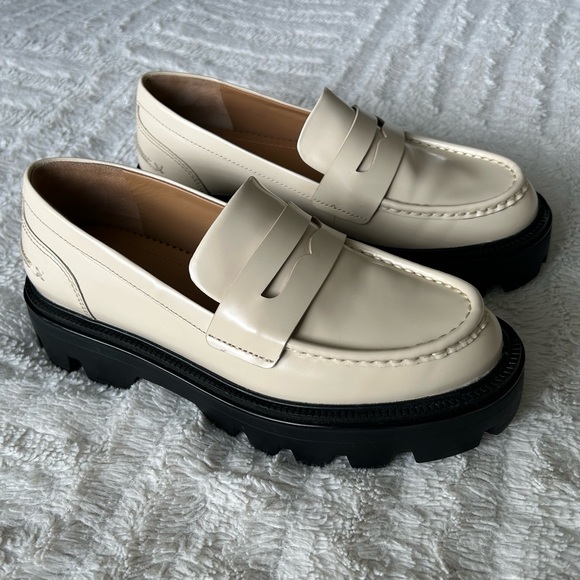 rag & bone Quinn Lug Sole Penny Loafer in Greige/Cream size 37.5 - New! - Picture 5 of 14